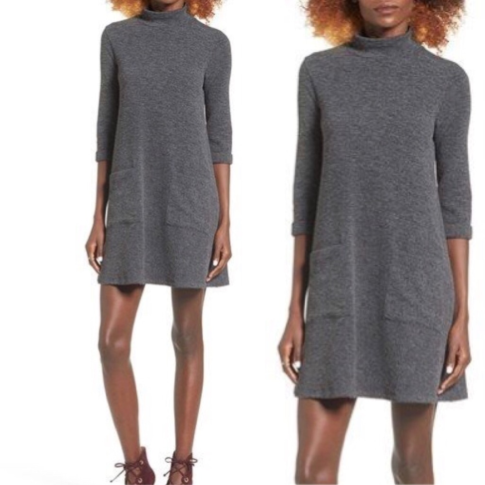 Everly Nordstrom Mock Neck Sweater Dress Charcoal